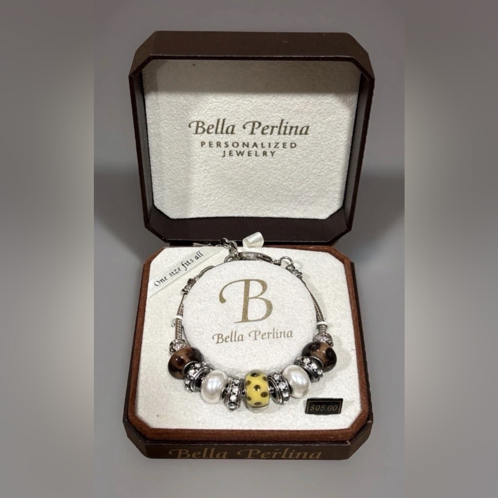 Bella Perlina Silver And Yellow Charm Bracelet